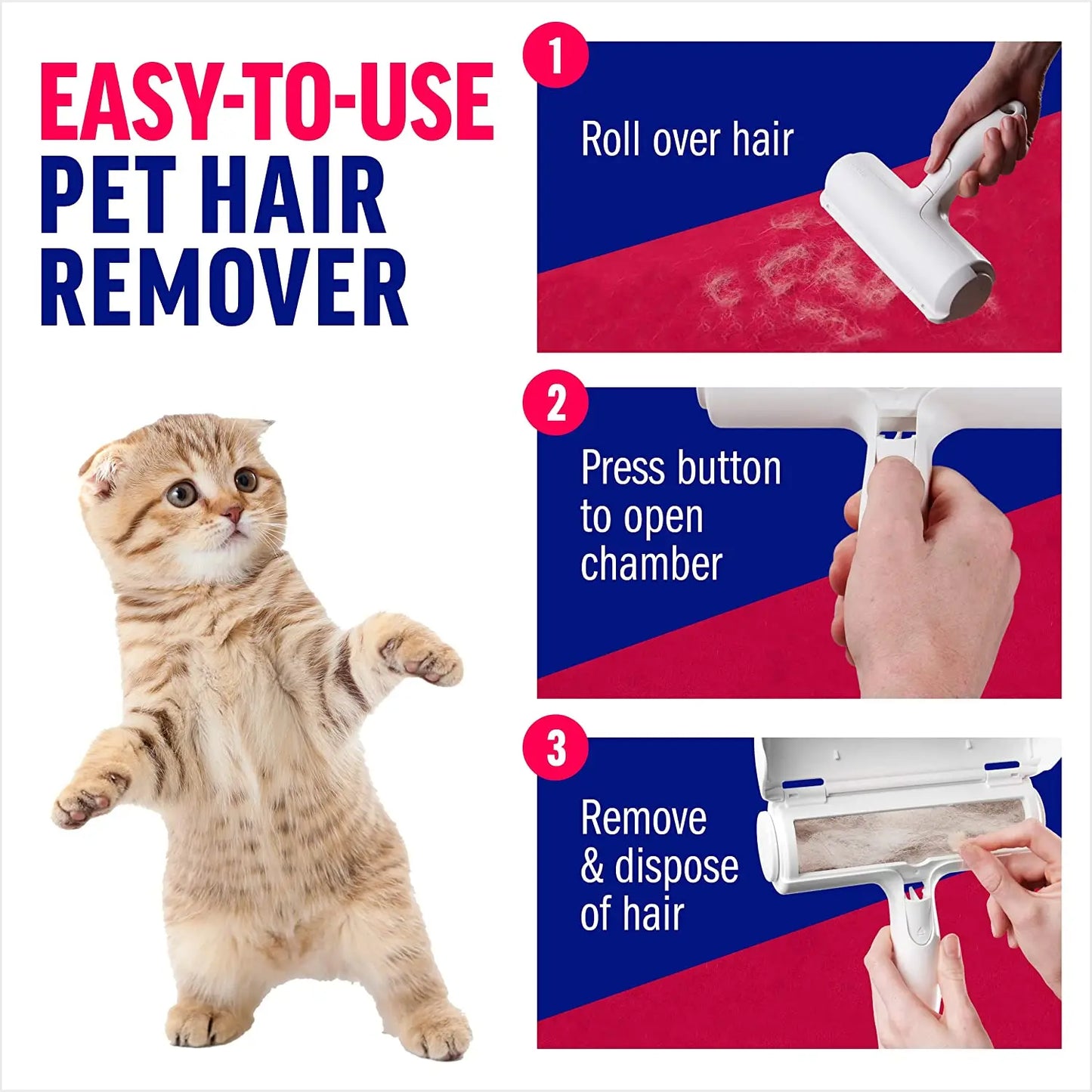 Reusable Pet Hair Remover Roller – Fast, Mess-Free Fur Cleanup for Furniture, Clothes & Car Seats
